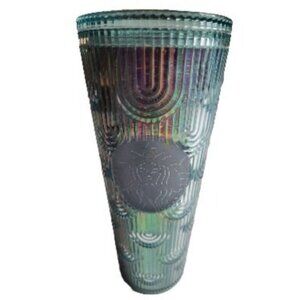 Starbucks Iridescent Geometric Tumbler 24 Oz Cold Cup With Lid BPA-Free Plastic